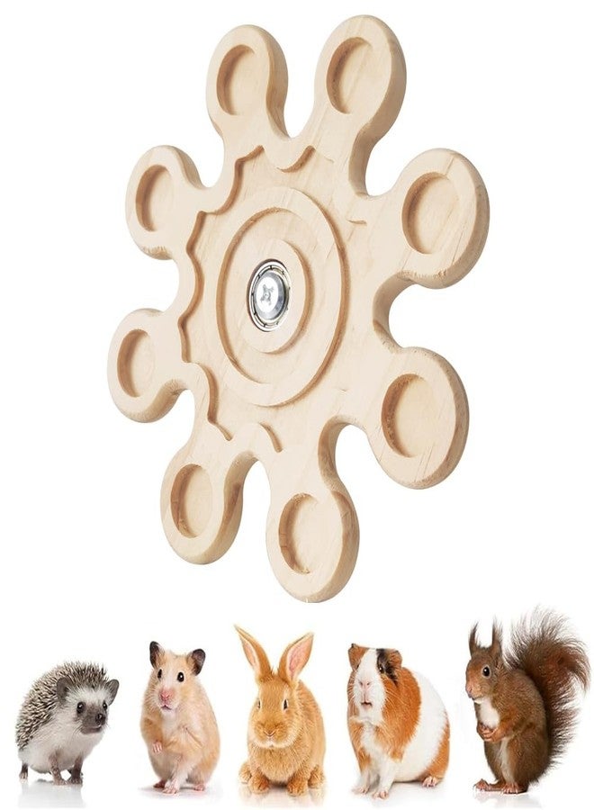 FORZENA Chinchilla Chew Toys Rotating Natural Wood Teeth Grinding Interactive Enrichment Toys Hanging Exercise Wheel for Small Pet Rat Hamster Ferret Bunny Squrriel (Snow) - Image 1